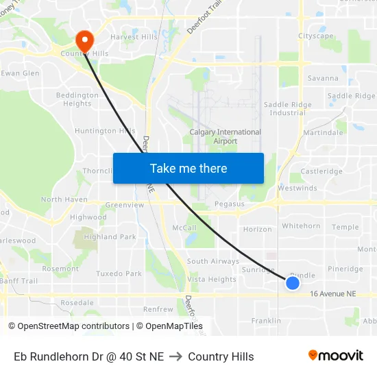Eb Rundlehorn Dr @ 40 St NE to Country Hills map