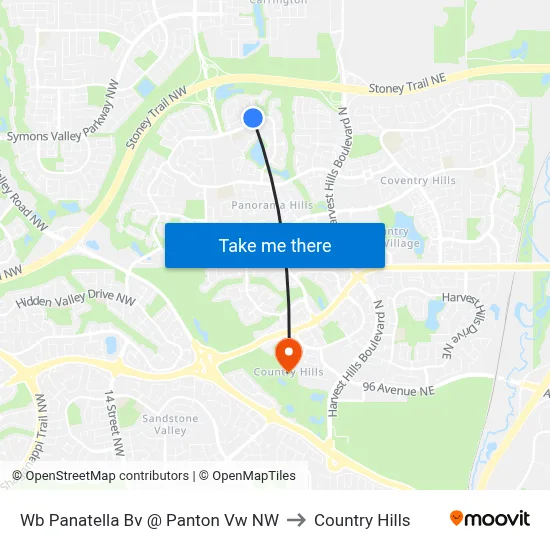 Wb Panatella Bv @ Panton Vw NW to Country Hills map