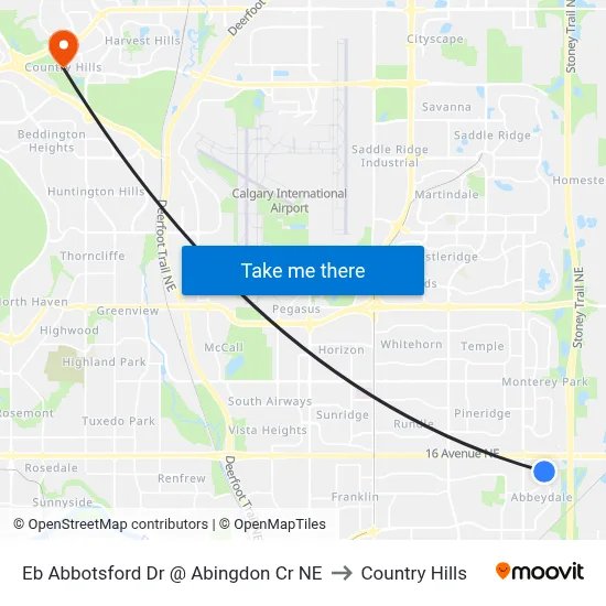 Eb Abbotsford Dr @ Abingdon Cr NE to Country Hills map