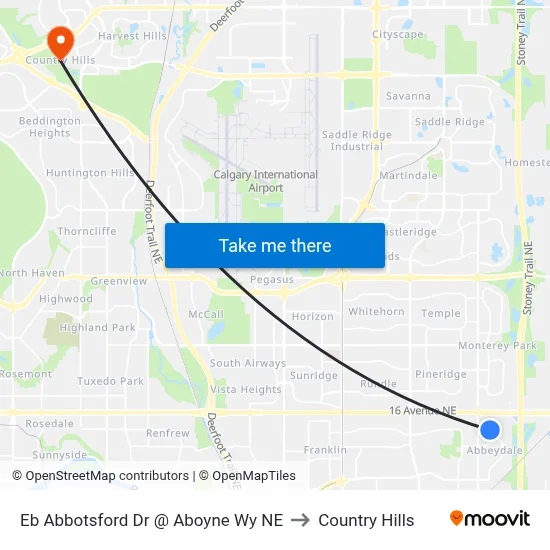 Eb Abbotsford Dr @ Aboyne Wy NE to Country Hills map