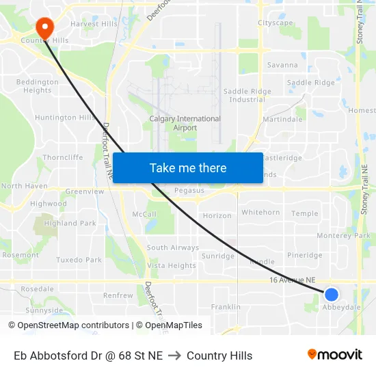 Eb Abbotsford Dr @ 68 St NE to Country Hills map
