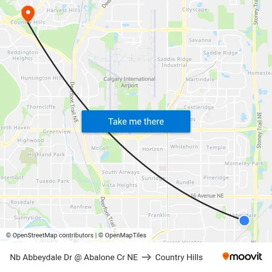 Nb Abbeydale Dr @ Abalone Cr NE to Country Hills map