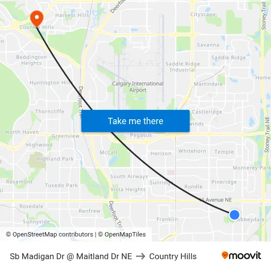 Sb Madigan Dr @ Maitland Dr NE to Country Hills map