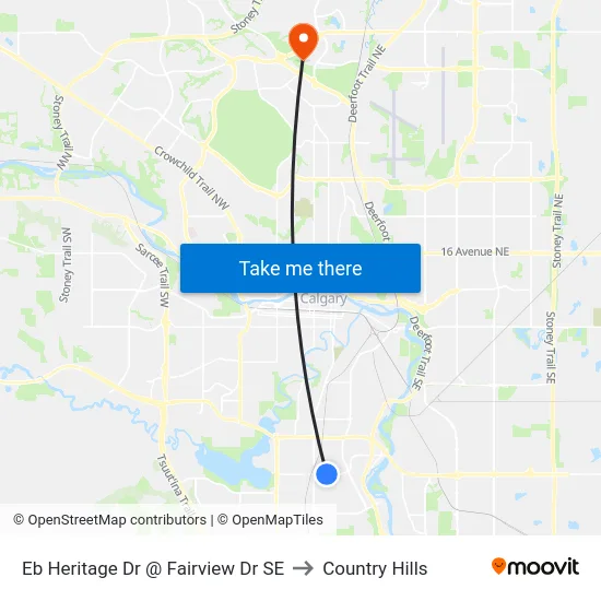 Eb Heritage Dr @ Fairview Dr SE to Country Hills map