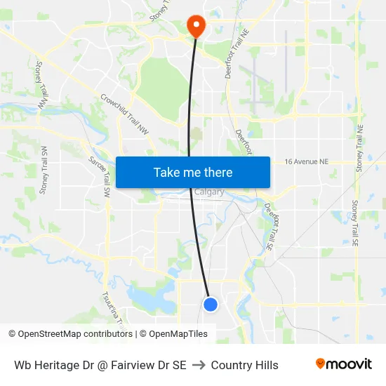 Wb Heritage Dr @ Fairview Dr SE to Country Hills map