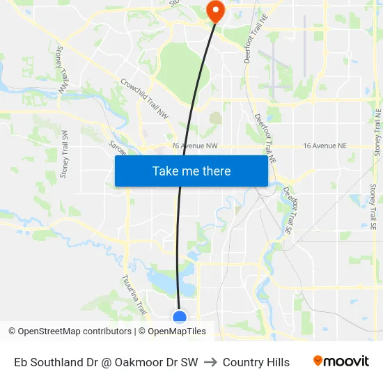 Eb Southland Dr @ Oakmoor Dr SW to Country Hills map
