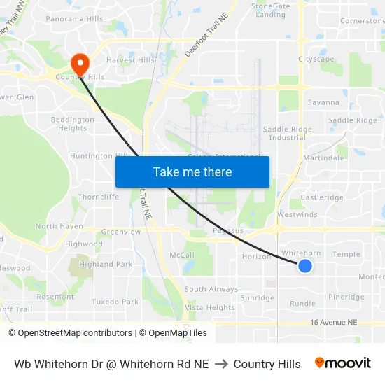 Wb Whitehorn Dr @ Whitehorn Rd NE to Country Hills map