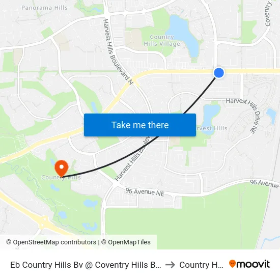 Eb Country Hills Bv @ Coventry Hills Bv NE to Country Hills map