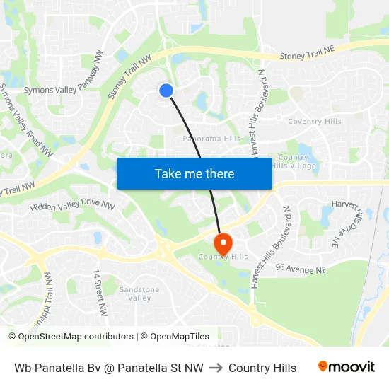 Wb Panatella Bv @ Panatella St NW to Country Hills map