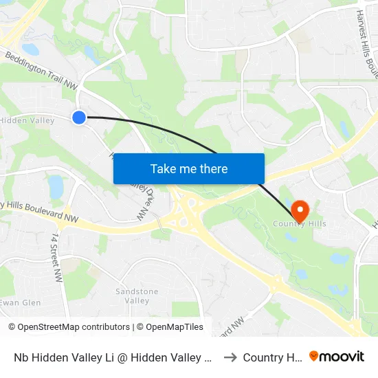 Nb Hidden Valley Li @ Hidden Valley Dr NW to Country Hills map