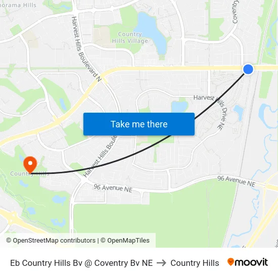 Eb Country Hills Bv @ Coventry Bv NE to Country Hills map