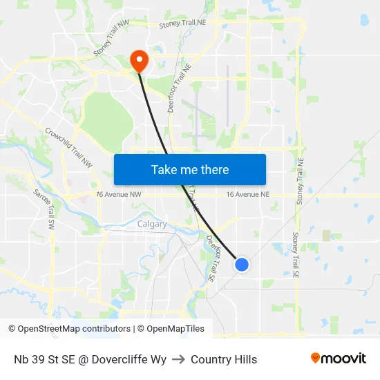 Nb 39 St SE @ Dovercliffe Wy to Country Hills map