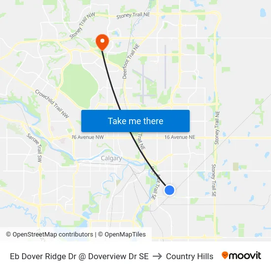 Eb Dover Ridge Dr @ Doverview Dr SE to Country Hills map