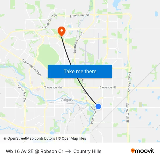 Wb 16 Av SE @ Robson Cr to Country Hills map
