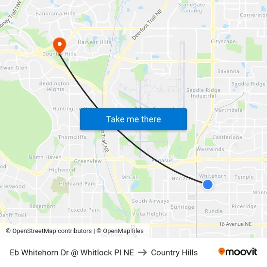Eb Whitehorn Dr @ Whitlock Pl NE to Country Hills map