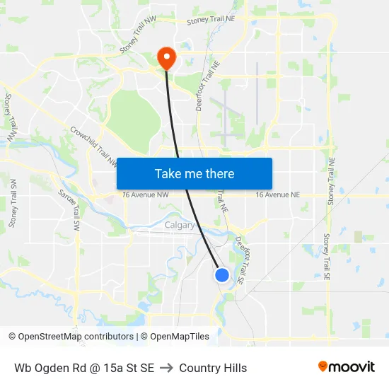 Wb Ogden Rd @ 15a St SE to Country Hills map