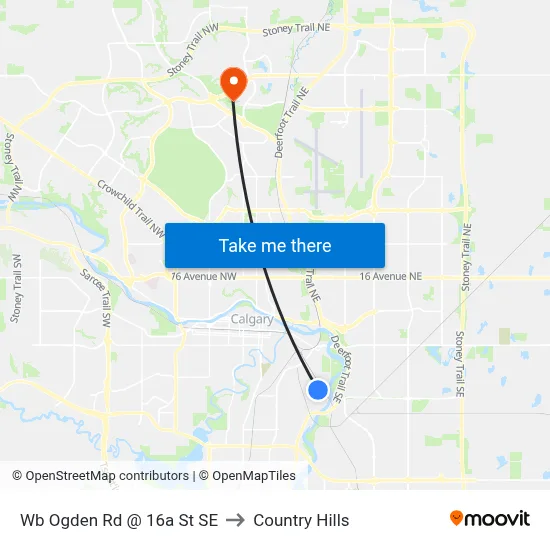 Wb Ogden Rd @ 16a St SE to Country Hills map