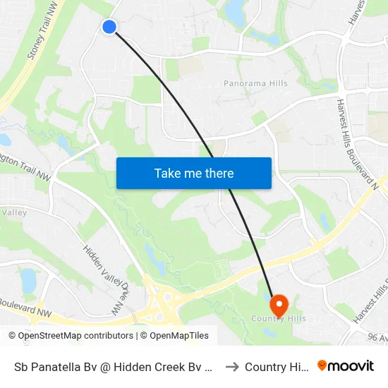 Sb Panatella Bv @ Hidden Creek Bv NW to Country Hills map