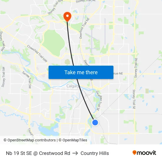 Nb 19 St SE @ Crestwood Rd to Country Hills map
