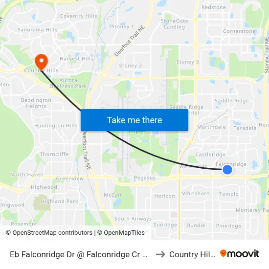 Eb Falconridge Dr @ Falconridge Cr NE to Country Hills map