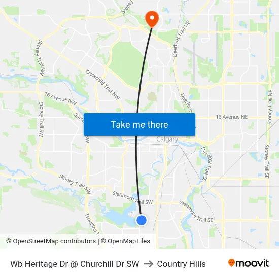 Wb Heritage Dr @ Churchill Dr SW to Country Hills map