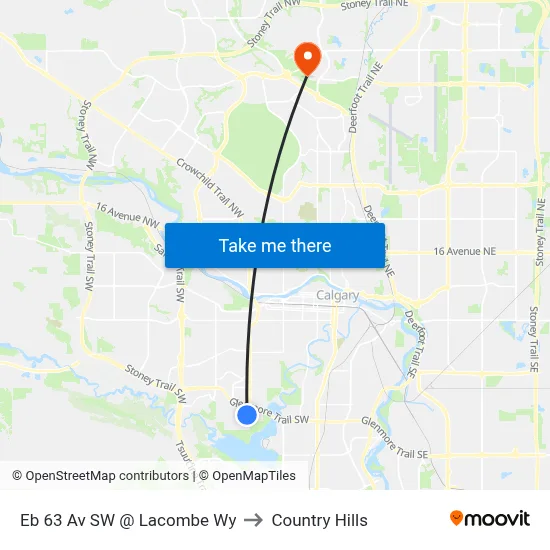 Eb 63 Av SW @ Lacombe Wy to Country Hills map
