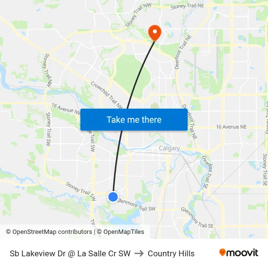 Sb Lakeview Dr @ La Salle Cr SW to Country Hills map