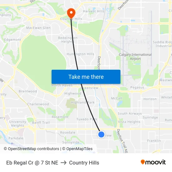 Eb Regal Cr @ 7 St NE to Country Hills map