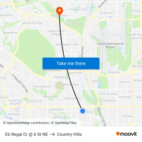 Eb Regal Cr @ 6 St NE to Country Hills map