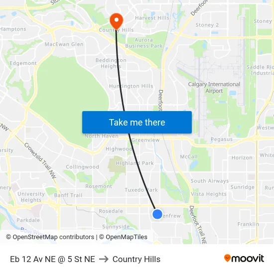 Eb 12 Av NE @ 5 St NE to Country Hills map