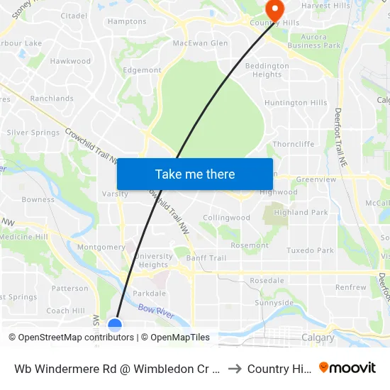 Wb Windermere Rd @ Wimbledon Cr SW to Country Hills map
