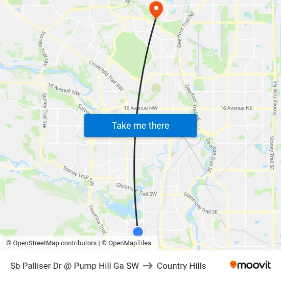 Sb Palliser Dr @ Pump Hill Ga SW to Country Hills map