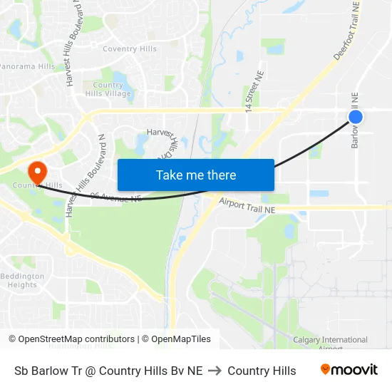 Sb Barlow Tr @ Country Hills Bv NE to Country Hills map