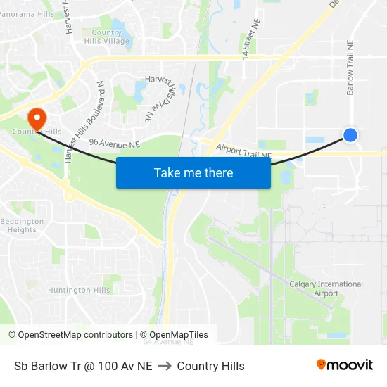 Sb Barlow Tr @ 100 Av NE to Country Hills map