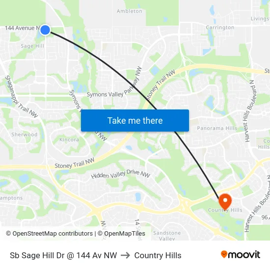 Sb Sage Hill Dr @ 144 Av NW to Country Hills map