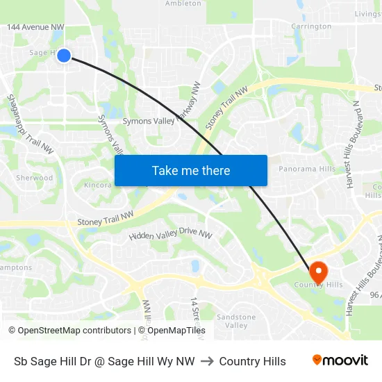 Sb Sage Hill Dr @ Sage Hill Wy NW to Country Hills map
