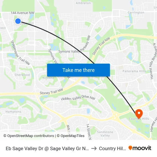 Eb Sage Valley Dr @ Sage Valley Gr NW to Country Hills map