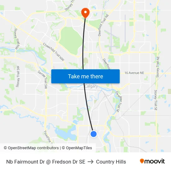 Nb Fairmount Dr @ Fredson Dr SE to Country Hills map