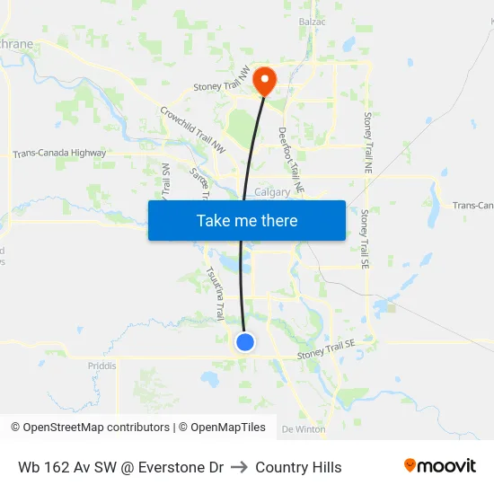 Wb 162 Av SW @ Everstone Dr to Country Hills map