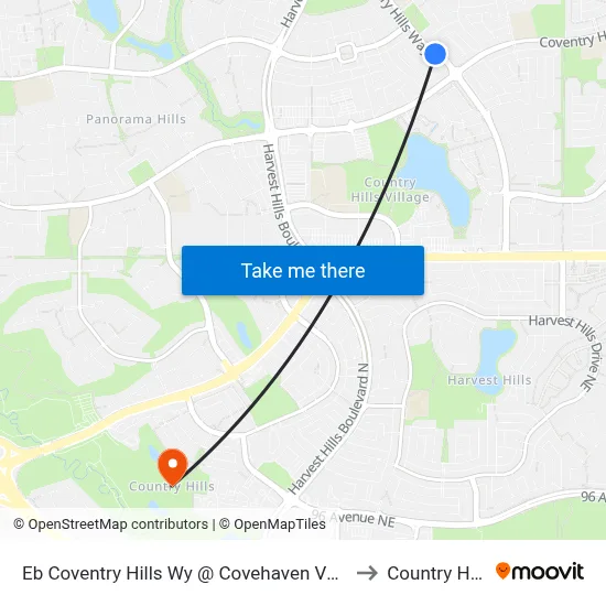 Eb Coventry Hills Wy @ Covehaven Vw NE to Country Hills map