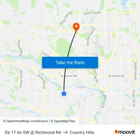 Eb 17 Av SW @ Richmond Rd to Country Hills map