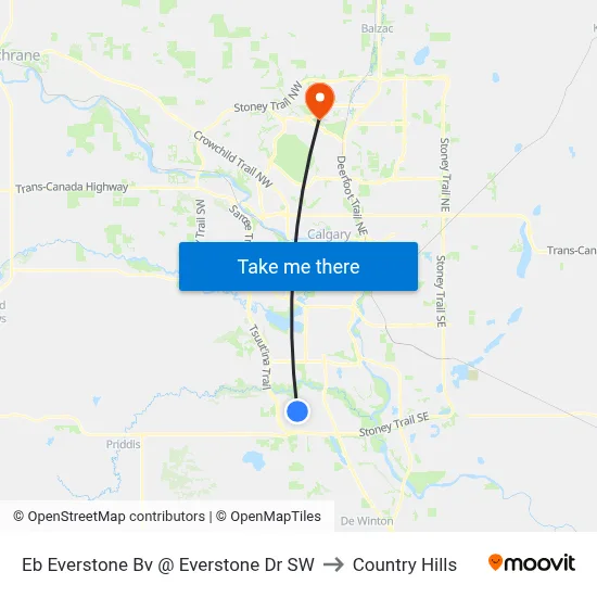 Eb Everstone Bv @ Everstone Dr SW to Country Hills map