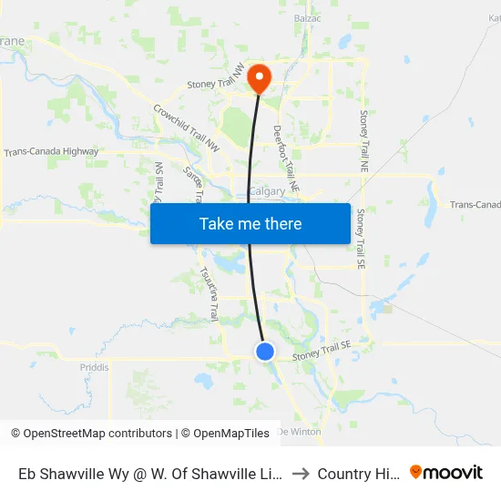 Eb Shawville Wy @ W. Of Shawville Li SE to Country Hills map