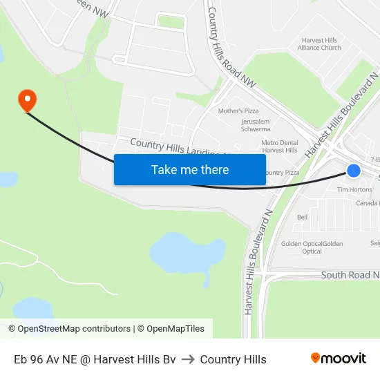 Eb 96 Av NE @ Harvest Hills Bv to Country Hills map