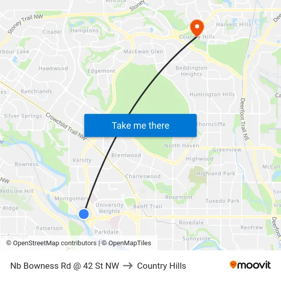 Nb Bowness Rd @ 42 St NW to Country Hills map