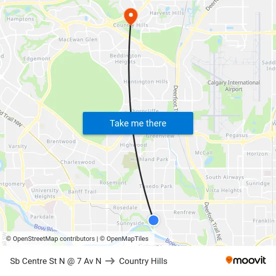 Sb Centre St N @ 7 Av N to Country Hills map