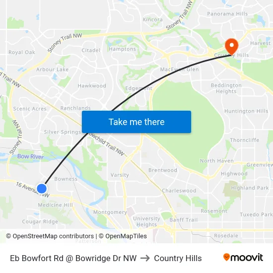 Eb Bowfort Rd @ Bowridge Dr NW to Country Hills map