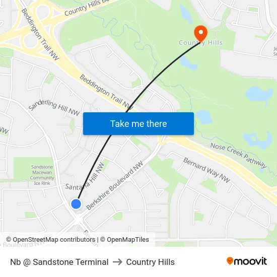 Nb @ Sandstone Terminal to Country Hills map