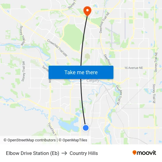 Elbow Drive Station (Eb) to Country Hills map