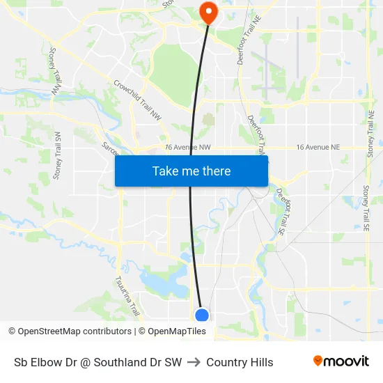 Sb Elbow Dr @ Southland Dr SW to Country Hills map